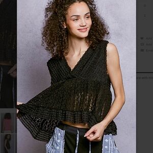 🍀 POL “ Darcy 2 “ POL Lace V-Neck Babydoll Tank Top 88